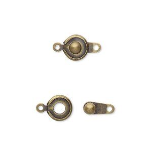 Antiqued Brass Button Snap Necklace Bracelet Clasps Findings 7.5mm Round 5 Sets